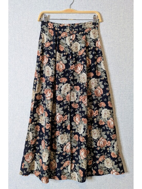 Express Dresses & Skirts - Vintage 90s rose floral button front A-line midi skirt